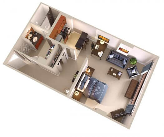 Furnished Corporate Apartments Floor Plan - Short Term Leases Available