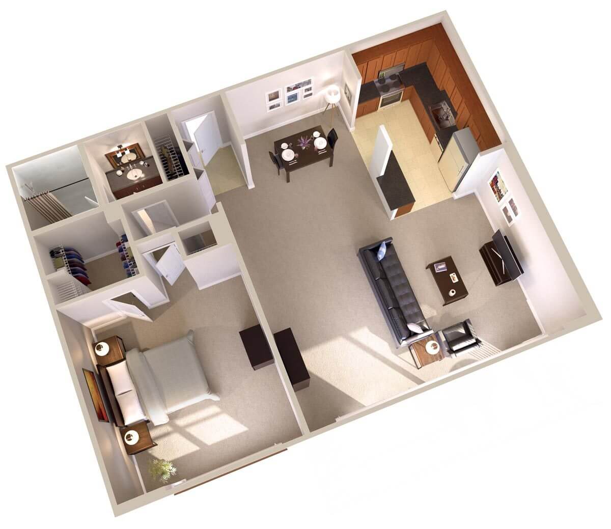 one room apartment layout