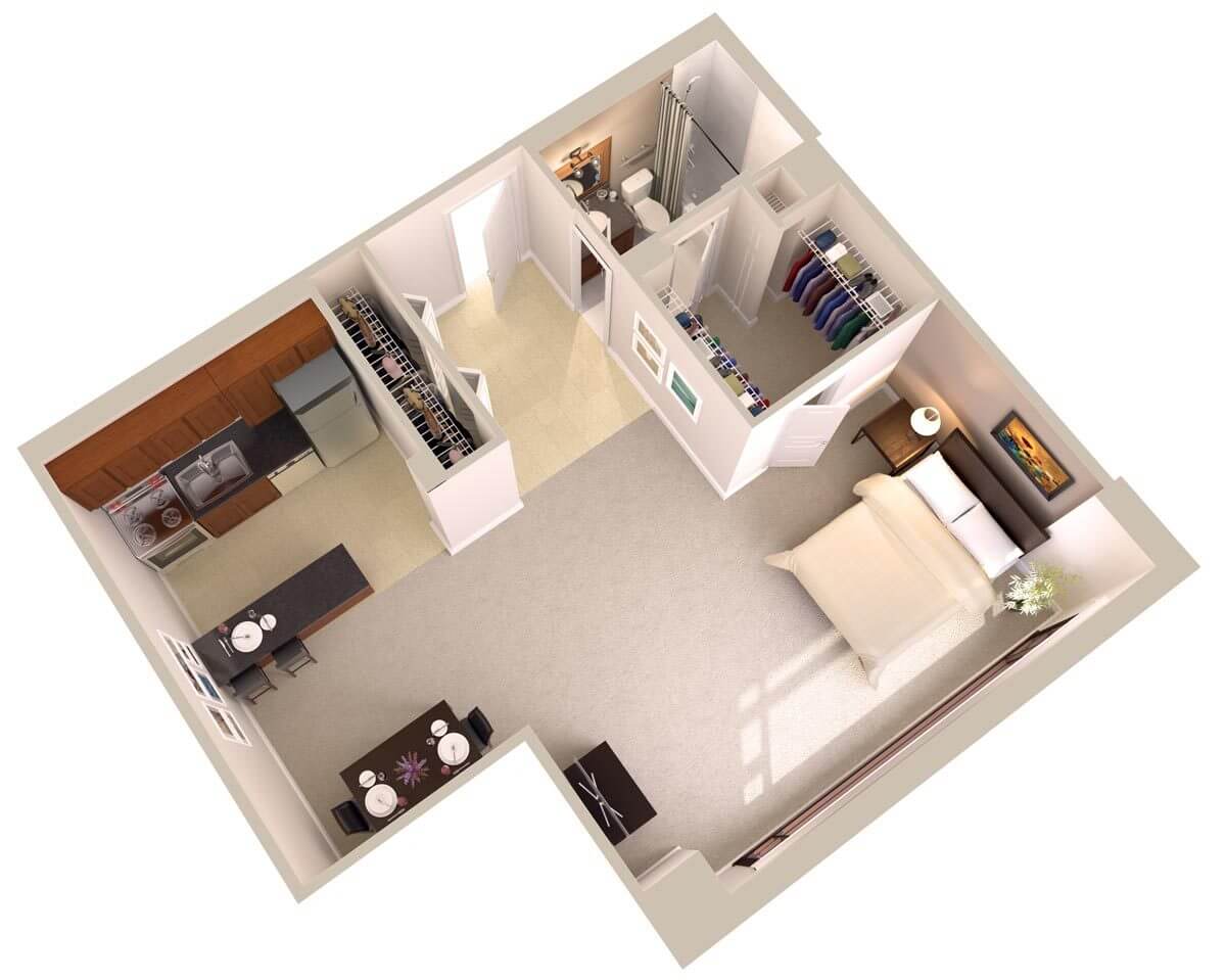 studio apartment bethesda floorplan 1200x959