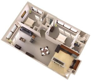 Topaz House Standard Two Bedroom Apartments Floor Plan